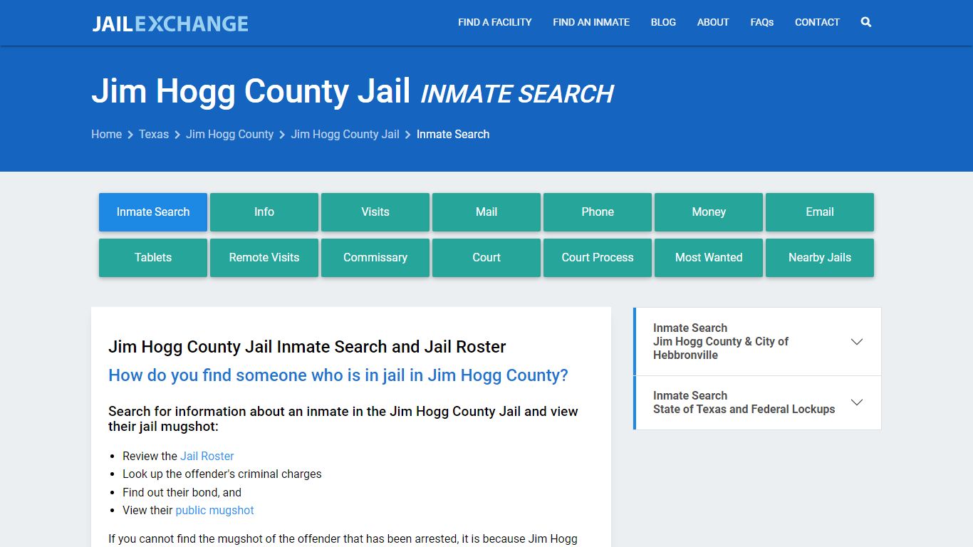 Inmate Search: Roster & Mugshots - Jim Hogg County Jail, TX