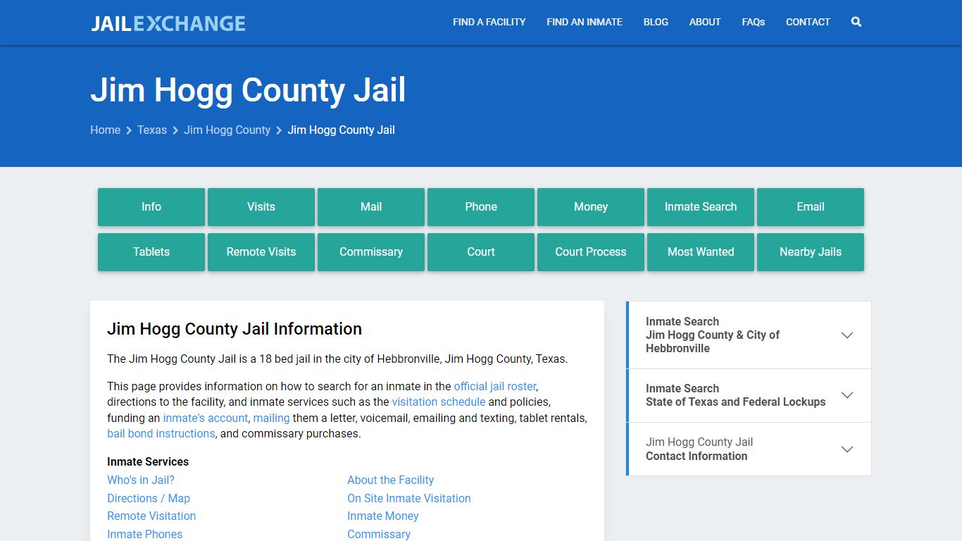 Jim Hogg County Jail, TX Inmate Search, Information
