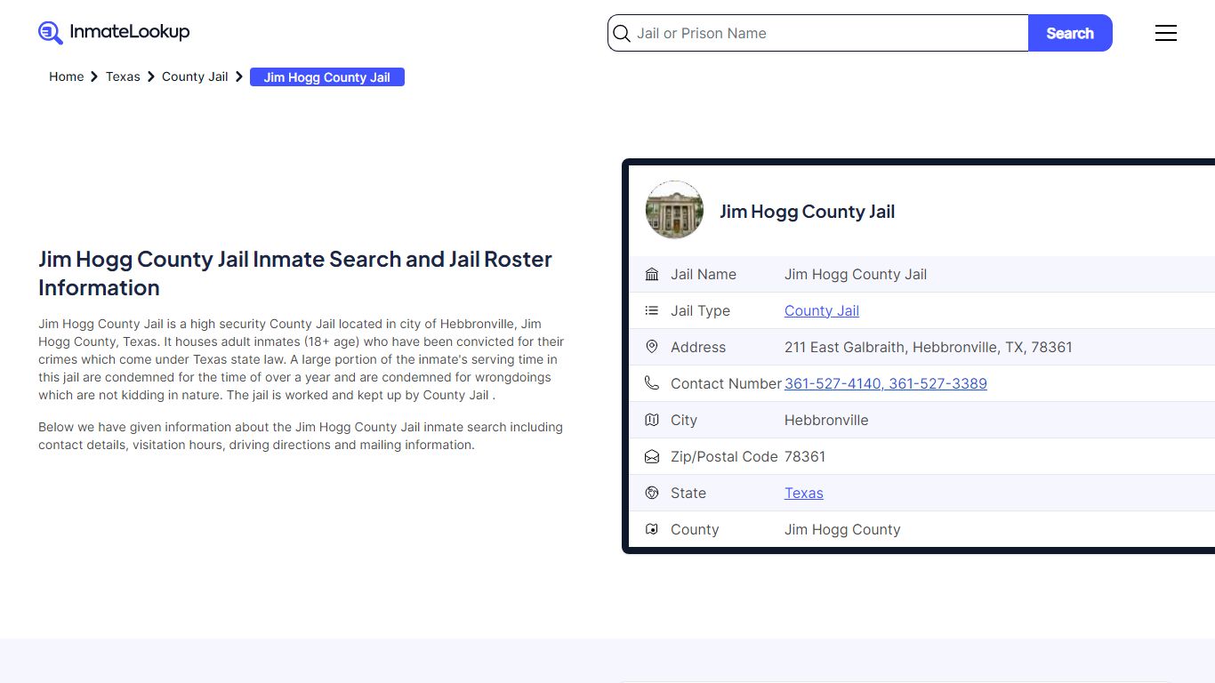 Jim Hogg County Jail Inmate Search and Jail Roster Information