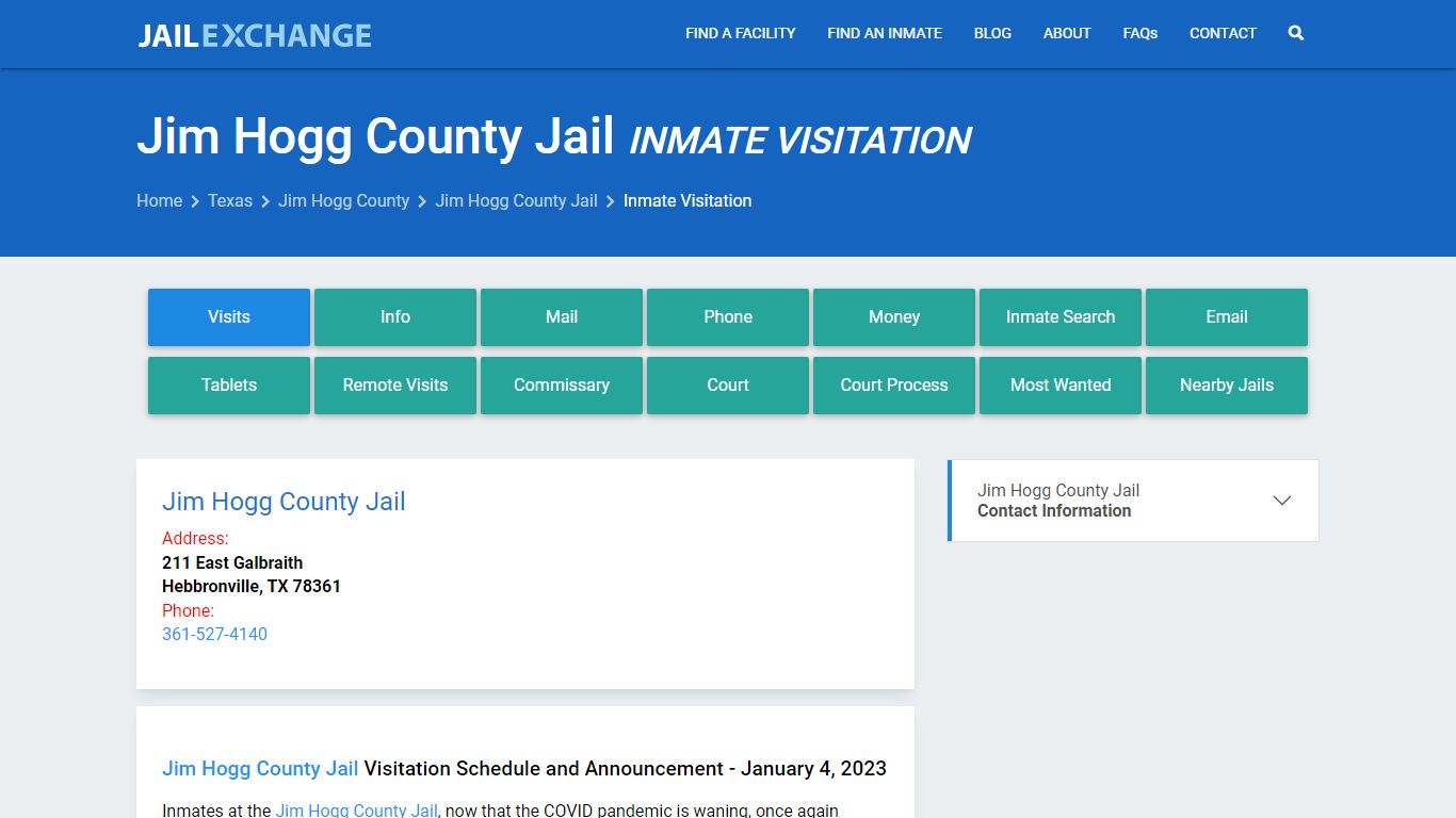 Jim Hogg County Jail Inmate Visitation - Jail Exchange